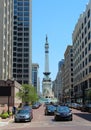 View East on Market Street with Soldiers and Sailors Monument in Indianapolis, Indiana, USA Royalty Free Stock Photo