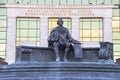 Monument of Ivan Shuvalov in front of the building of the Fundamental library of Moscow state University. The City Of Moscow