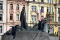 Monument of Jan Hus on the Old town Square in Prague, Czech Republic Royalty Free Stock Photo