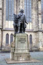 Monument for Johann Sebastian Bach in front of the Thomas Church (Thomaskirche). Royalty Free Stock Photo