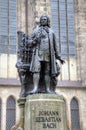 Monument for Johann Sebastian Bach in front of the Thomas Church (Thomaskirche). Royalty Free Stock Photo