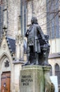 Monument for Johann Sebastian Bach in front of the Thomas Church (Thomaskirche). Royalty Free Stock Photo