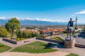 Monument of king Erekle II in Telavi Georgia. Beautiful view of Kakheti landscape from Telavi Royalty Free Stock Photo