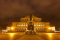 Monument of King Johann and Dresden Opera Theatre at night Royalty Free Stock Photo