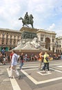 The monument of King Victor Emmanuel II at piazza del Duomo Milan Italy Royalty Free Stock Photo