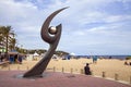 Monument Of L`Esguard In Lloret De Mar. Popular beach spot. Metal claw with the ball.