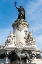 Monument a la Republique at the centre of Place de la Republique in Paris, France