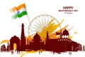 Monument and Landmark of India on Indian Independence Day celebration background