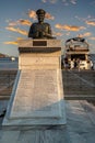 Monument of Lieutenant General Vassilis Laskos from old port of Skiathos, Sporades islands, Greece