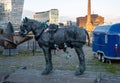 Monument of the Liverpool working horse on the quayside by the Museum of Liverpool