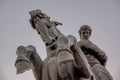 Monument of man with horse. Sculpture depicting a rider and his war horse in a rapid burst of rush at the enemy.