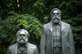 Monument , monument,  of Marx and Engels in Berlin with the message: propaganda covers totalitarian structures Royalty Free Stock Photo