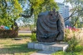 Monument for memorize meet Pope John Paul II with people in Gdynia Royalty Free Stock Photo