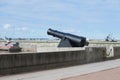Monument `The Midday Gun` on a sunny May day. Kronstadt