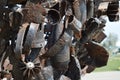 Monument of mines, grenades, bullets and shell fragments. To remember descendants of the horrors of war. The Great Patriotic War