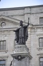 Monument of Monseigneur de Laval front of Post Office Building from Old Quebec City in Canada