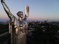 Monument Motherland in the morning. Kyiv, Ukraine. Aerial view Royalty Free Stock Photo