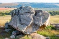 The monument of nature is megalith `Horse Stone` Kon kamen in the valley of the Krasivaya Mecha River