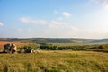 The monument of nature is megalith `Horse Stone` Kon kamen in the valley of the Krasivaya Mecha River