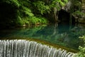 Monument of nature, spring of river Krupaja or Krupajsko vrelo with underwater cave. Beautiful natural oasis and tourist