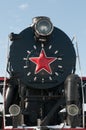 Monument of old steam locomotive in Abakan Royalty Free Stock Photo