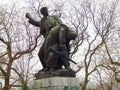 Monument in the park, birch tree in the background Royalty Free Stock Photo