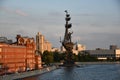 Monument of Peter the Great Statue against the Krasny Oktyabr confectionery factory building