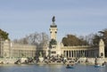 The monument pf Alfonso XII full of tourist and people on sunny day