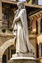 Monument of poet Dante Alighieri in the Piazza dei Signori in Verona, Italy Royalty Free Stock Photo