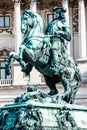 Monument of the Prinz Eugen of Savoy on Heldenplatz in Hofburg near to the Austrian national library. Vienna, Austria, Europe. Royalty Free Stock Photo