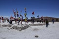 Monument remembering the rally Dakar taking place in Salar de Uyuni, Bolivia