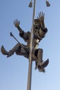 Monument of Riding hag Baba Yaga in the center of City of Haskovo, Bulgaria Royalty Free Stock Photo