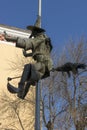 Monument of Riding hag Baba Yaga in the center of City of Haskovo, Bulgaria Royalty Free Stock Photo