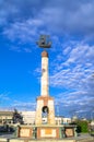 Monument on Riga fountain in the small park in front of the Rizhskiy Railway Station in Moscow.