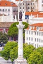 Monument in Rossio Square in Lisbon, Portugal Royalty Free Stock Photo