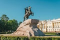 Monument of Russian emperor Peter the Great, known as The Bronze Horseman, in Saint Petersburg, Russia. Royalty Free Stock Photo