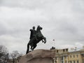 Monument of Russian emperor Peter the Great, known as The Bronze Horseman , in Saint Petersburg, Russia Royalty Free Stock Photo