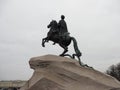 Monument of Russian emperor Peter the Great, known as The Bronze Horseman , in Saint Petersburg, Russia Royalty Free Stock Photo