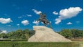 Monument of Russian emperor Peter the Great, known as The Bronze Horseman timelapse hyperlapse, Saint Petersburg Royalty Free Stock Photo