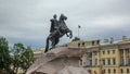 Monument of Russian emperor Peter the Great, known as The Bronze Horseman timelapse hyperlapse, Saint Petersburg Royalty Free Stock Photo