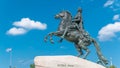 Monument of Russian emperor Peter the Great, known as The Bronze Horseman timelapse, Saint Petersburg , Russia Royalty Free Stock Photo