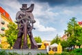 Monument of The Sailor holding ship wheel on Grunwaldzki Square in Szczecin