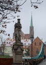 Monument of Saint Hedwig on Tumski bridge. Wroclaw Royalty Free Stock Photo