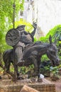 Monument of Sancho Panso, fat squire is riding a donkey