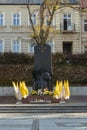 The monument shows the Pope, John Paul II, sitting on a big chair and holding a Gospel in his hand. Tomasz Radziewicz was the auth