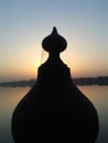 Monument silhouette with sunrise background