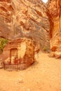 Monument in Siq of Petra Royalty Free Stock Photo