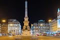 monument of the square of the restorers in Lisbon in night image.