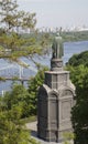 The monument of St. Vladimir back view on Dnipro river in Kiev Royalty Free Stock Photo