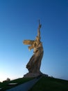 Monument Stay to Death in Mamaev Kurgan at night, Volgograd, Russia.Motherland statue. Mamaev Hill war memorial in